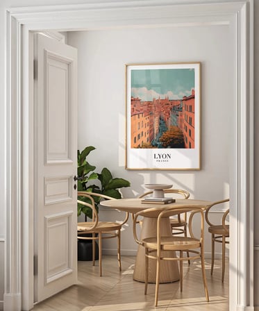 Çerçevesiz Poster Tarihi Lyon Sokakları Dekoratif