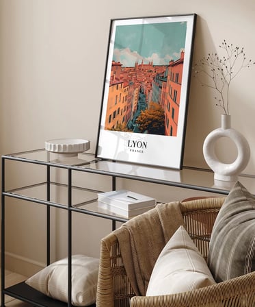 Çerçevesiz Poster Tarihi Lyon Sokakları Dekoratif