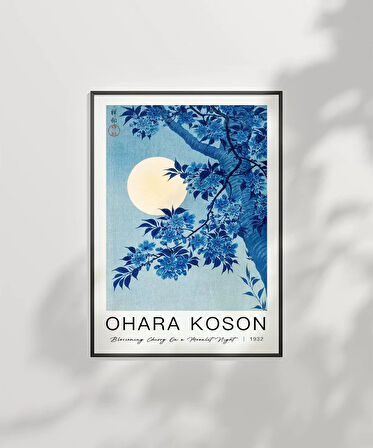 Çerçevesiz Poster Ohara Koson Mehtaplı Gecede Çiçek Açan Kiraz