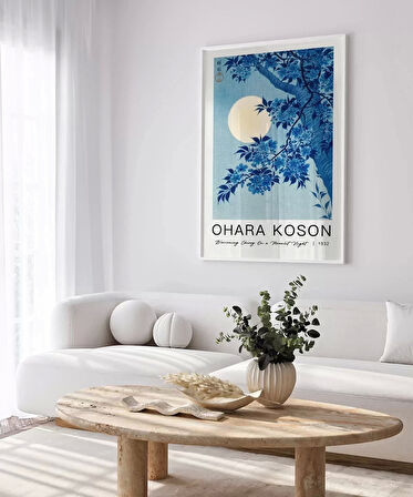 Çerçevesiz Poster Ohara Koson Mehtaplı Gecede Çiçek Açan Kiraz