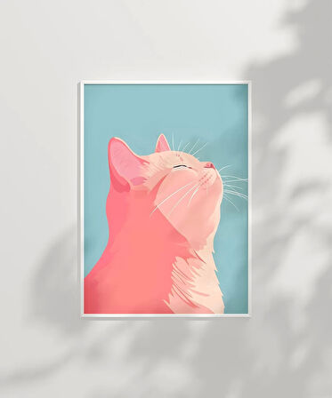 Çerçevesiz Poster Pastel Kedinin Zarafeti