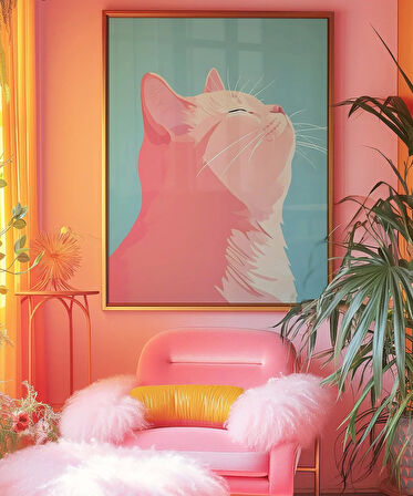 Çerçevesiz Poster Pastel Kedinin Zarafeti