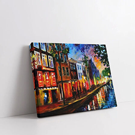 Gece Vakti Kanal Işıltısı Kanvas Tablo