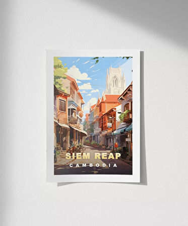 Çerçevesiz Poster Siem Reap Sokak Manzarası