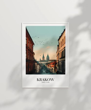 Çerçevesiz Poster Krakow Tarihi Sokakları ve Silüeti i