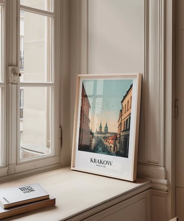Çerçevesiz Poster Krakow Tarihi Sokakları ve Silüeti i