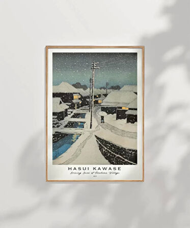 Çerçevesiz Poster Hasui Kawase Terashima Köyü'nde Akşam Karı