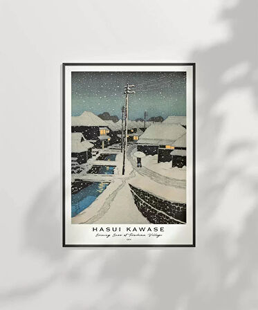 Çerçevesiz Poster Hasui Kawase Terashima Köyü'nde Akşam Karı