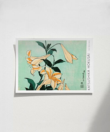 Çerçevesiz Poster Hokusai Zambaklar