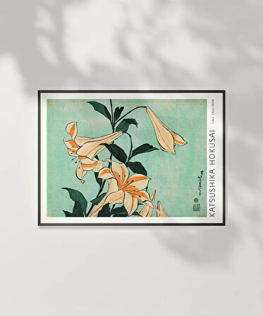 Çerçevesiz Poster Hokusai Zambaklar
