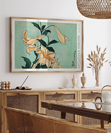 Çerçevesiz Poster Hokusai Zambaklar