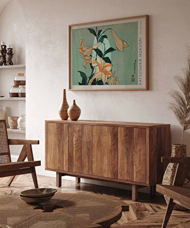 Çerçevesiz Poster Hokusai Zambaklar