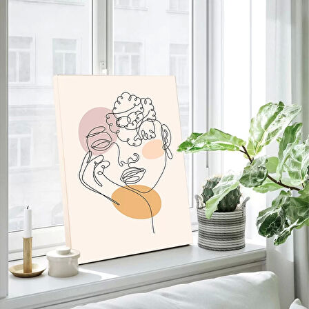 Kadın Çizgili Kanvas Tablo