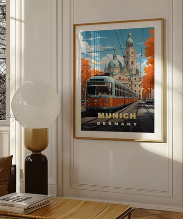 Çerçevesiz Poster Münih'in Renkli Sonbahar Sokakları