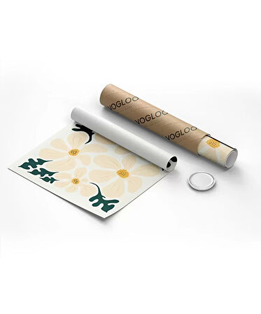 Çerçevesiz Poster Pastel Beyaz Çiçekler