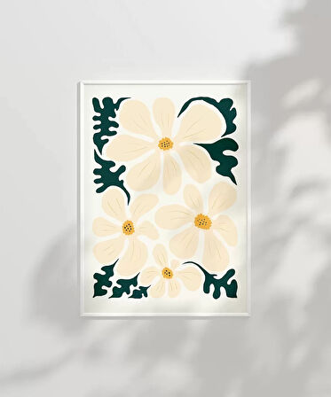 Çerçevesiz Poster Pastel Beyaz Çiçekler