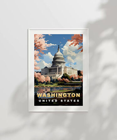 Çerçevesiz Poster Washington Capitol Vintage