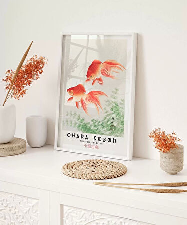 Çerçevesiz Poster Ohara Koson İki Japon Balığı