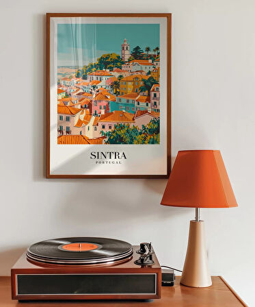 Çerçevesiz Poster Renkli Sintra Evleri Minimalist