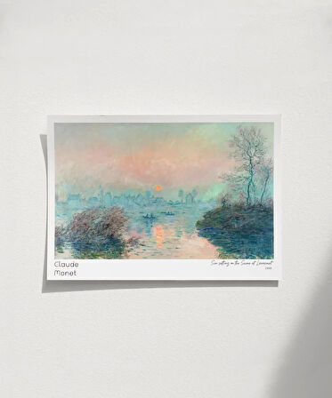 Çerçevesiz Poster Claude Monet Lavacourt'ta Seine Nehri'nde Gün Batımı