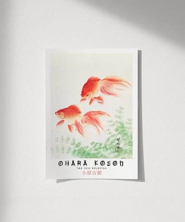 Çerçevesiz Poster Ohara Koson İki Japon Balığı