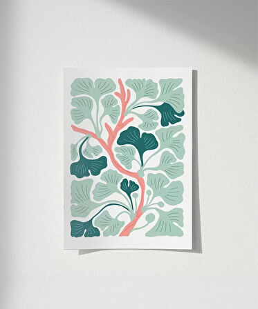 Çerçevesiz Poster Ginkgo Ağacı Deseni