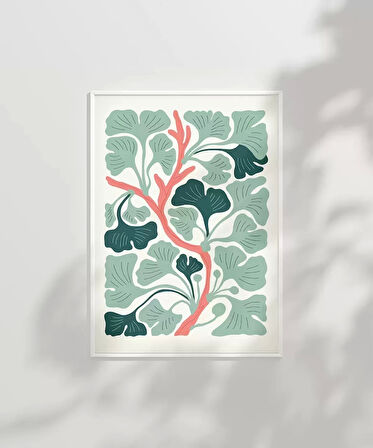 Çerçevesiz Poster Ginkgo Ağacı Deseni
