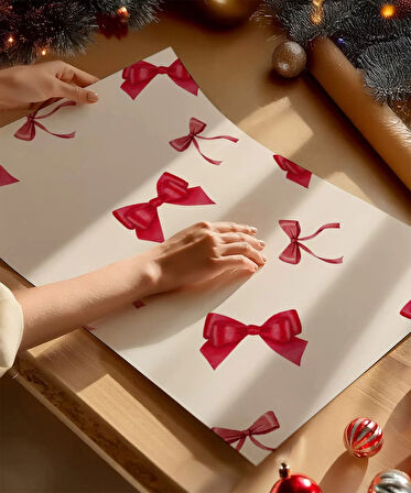 Çerçevesiz Poster Minimalist Noel Kurdeleleri