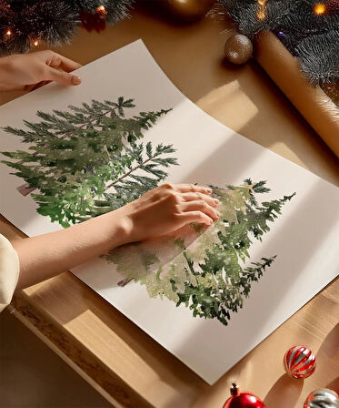 Çerçevesiz Poster Yılbaşı Ağaçları Sanatsal