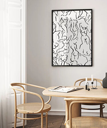 Çerçevesiz Poster Modern Sanat Stilinde Soyut Nü Desenli