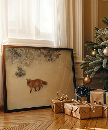 Çerçevesiz Poster Karlar Üzerinde Tilki