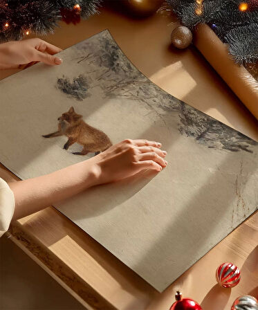 Çerçevesiz Poster Karlar Üzerinde Tilki