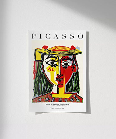 Çerçevesiz Poster Pablo Picasso Şapkalı Kadın Büstü