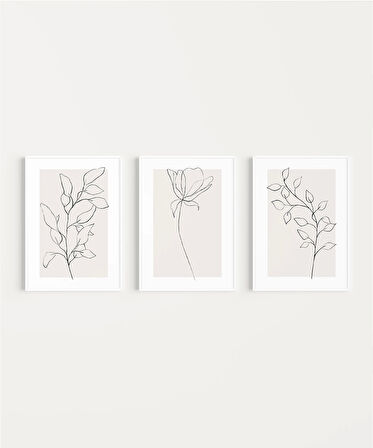 Çerçevesiz Poster eyaz Çerçeveli Minimal Çizgi Sanatı 3'lü