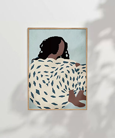 Çerçevesiz Poster Mavi Dokularla Sarılmak