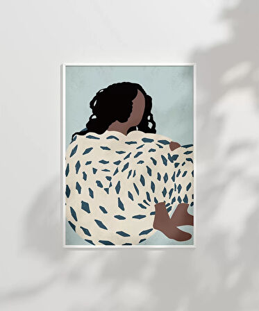 Çerçevesiz Poster Mavi Dokularla Sarılmak