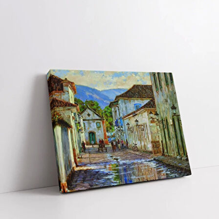 Antik Köy Yağmuru Kanvas Tablo