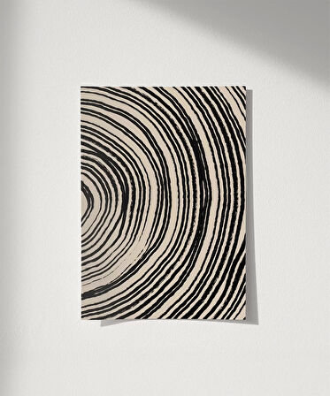Çerçevesiz Poster Ağaç Kabuğu Halkası Desenli Minimalist