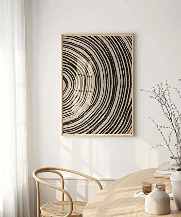 Çerçevesiz Poster Ağaç Kabuğu Halkası Desenli Minimalist