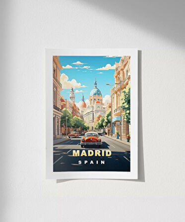 Çerçevesiz Poster Madrid Şehir Sokakları ve Tarihi Atmosfer