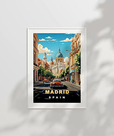Çerçevesiz Poster Madrid Şehir Sokakları ve Tarihi Atmosfer