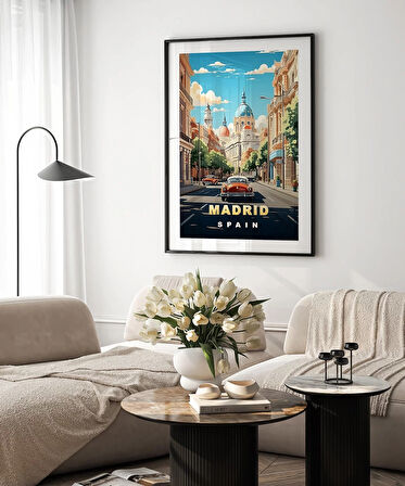 Çerçevesiz Poster Madrid Şehir Sokakları ve Tarihi Atmosfer