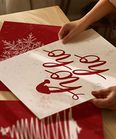 Çerçevesiz Poster Ho Ho Ho Neşesi 3'lü