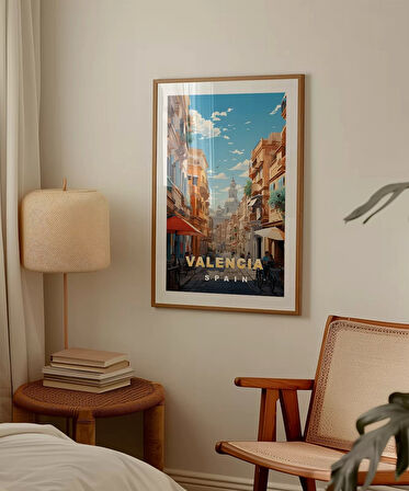 Çerçevesiz Poster Valencia’nın Zarif ve Canlı Sokakları