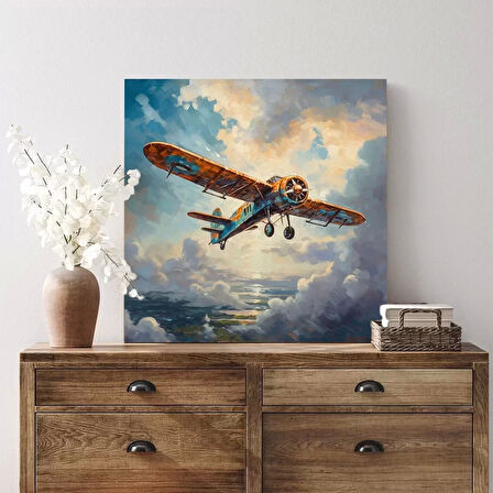 Uçak Kare Kanvas Tablo