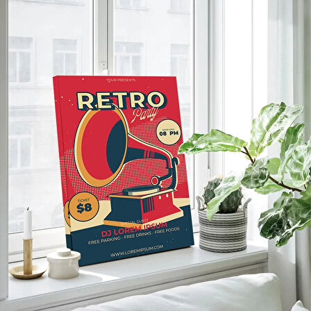 Retro Müzik Fuarı Kanvas Tablo