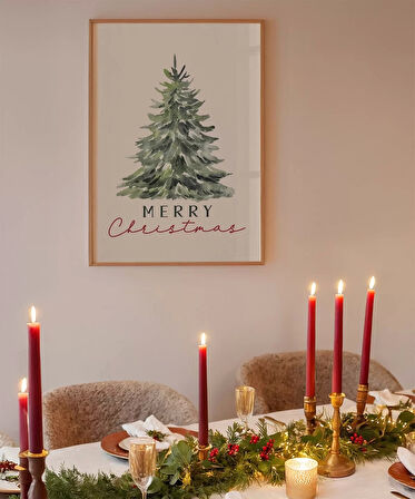Çerçevesiz Poster Merry Christmas Çam Ağacı