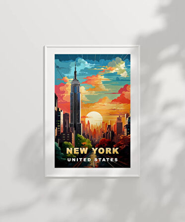 Çerçevesiz Poster Gün Batımında New York