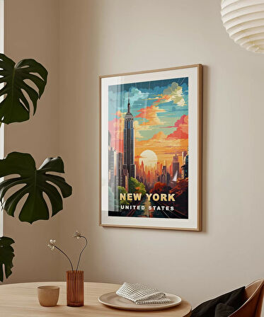 Çerçevesiz Poster Gün Batımında New York