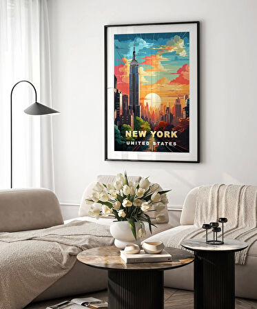 Çerçevesiz Poster Gün Batımında New York